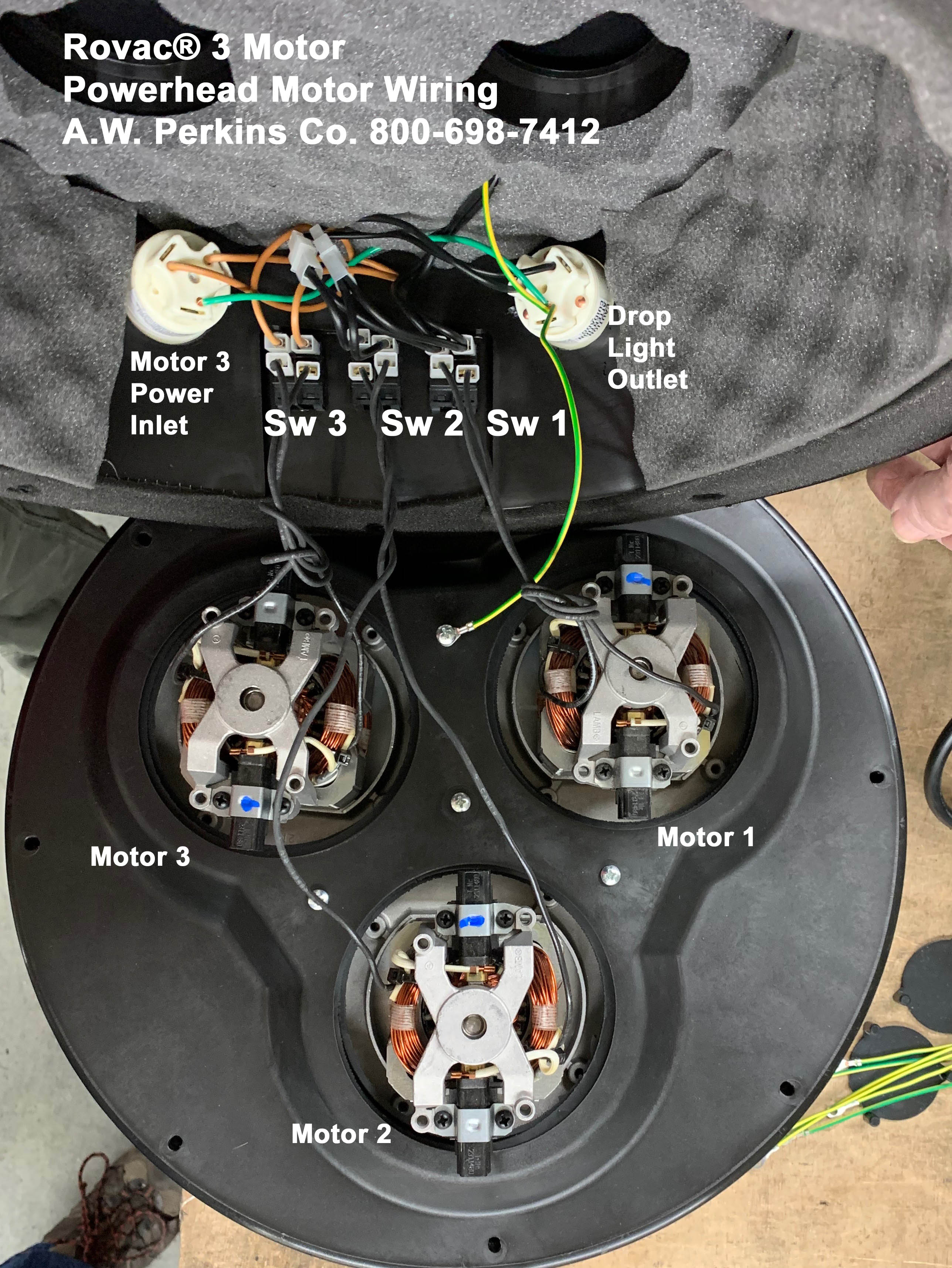 1150 Ametek replacement motor for Rovac 2 and 3 motor vacuums and 1-motor pre-2008